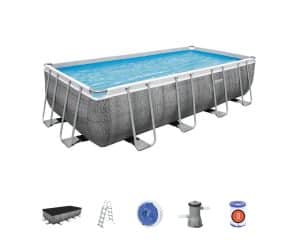 piscina bestway rattan grigio e strumenti