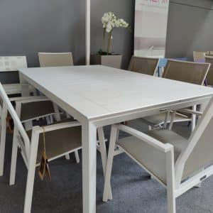 set bianco perla giardino tavolo + 6 sedie Bizzotto